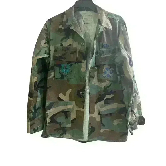 Men's US Army Air Force Military Field Jacket Coat Size‎ Medium M XLong Patches - Picture 10 of 12